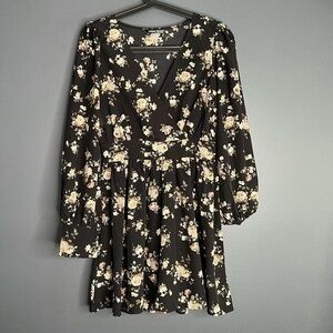 Shein | black floral dress